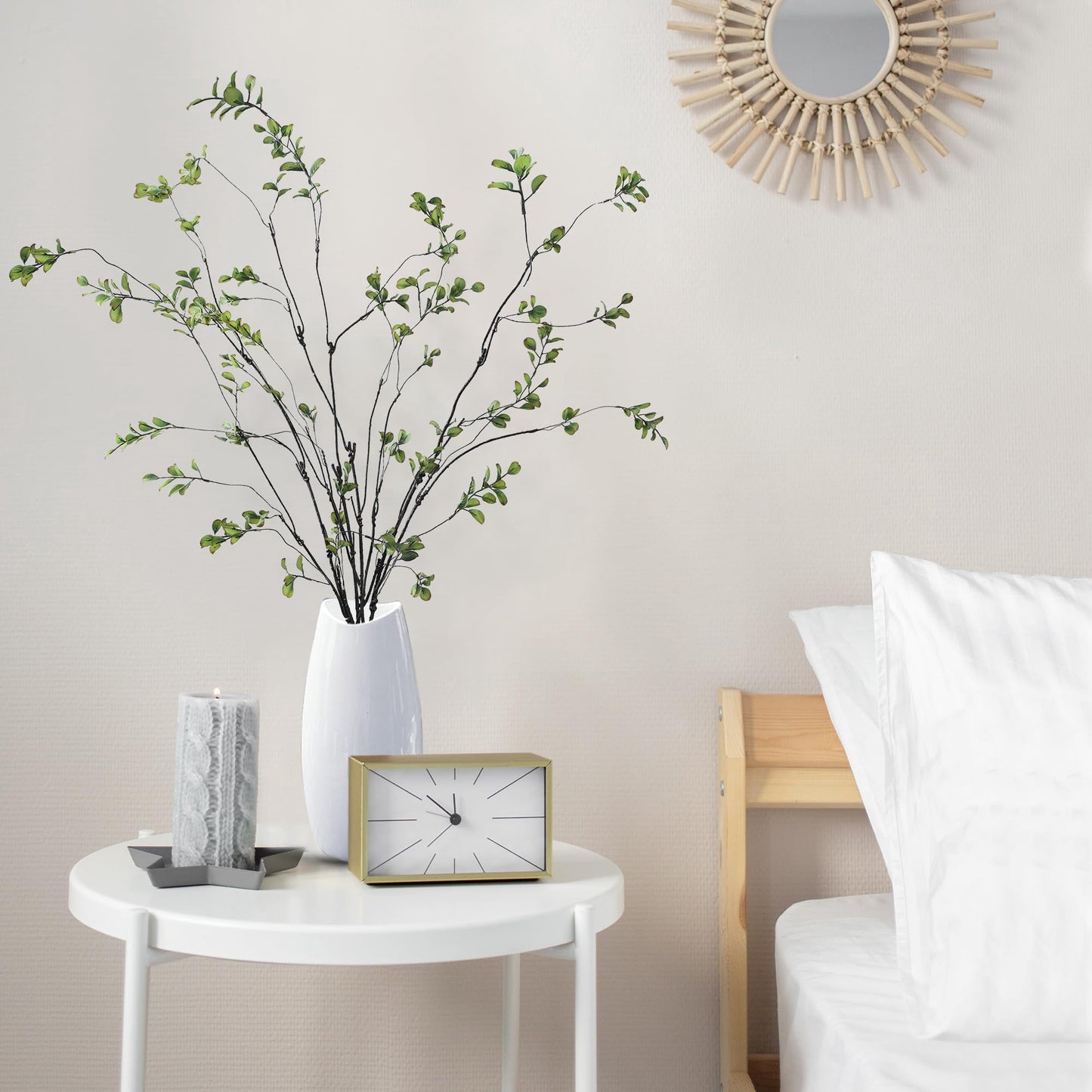 TETOU 38" Green Artificial Ficus Branches, 4 Pcs Fake Greenery Stems Faux Eucalyptus Stems Fake Maple Twigs for Home Indoor Office Wedding Vase Filler Decoration
