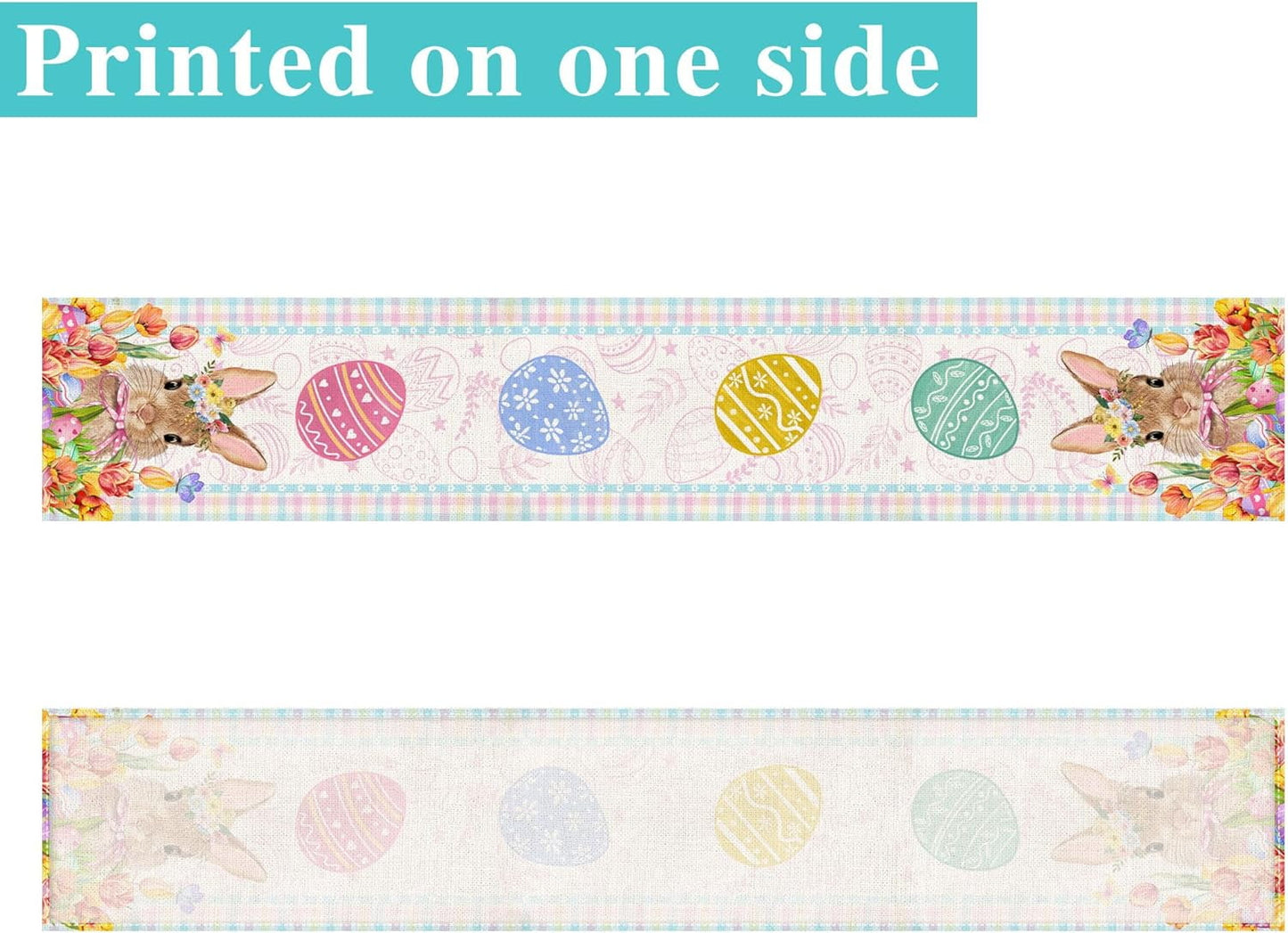 TETOU Easter Bunny Table Runner 72" Spring Rabbit Eggs Table Runner Home Dining Party Decor