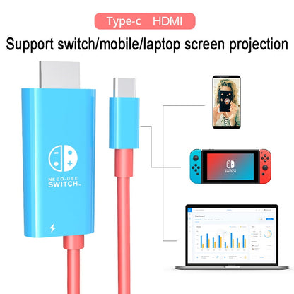 TETOU Portable USB-C/HDMI Cable Compatible with Nintendo Switch NS/OLED for Switch Dock Mode, PD powered 4K HD 6.56ft Blue
