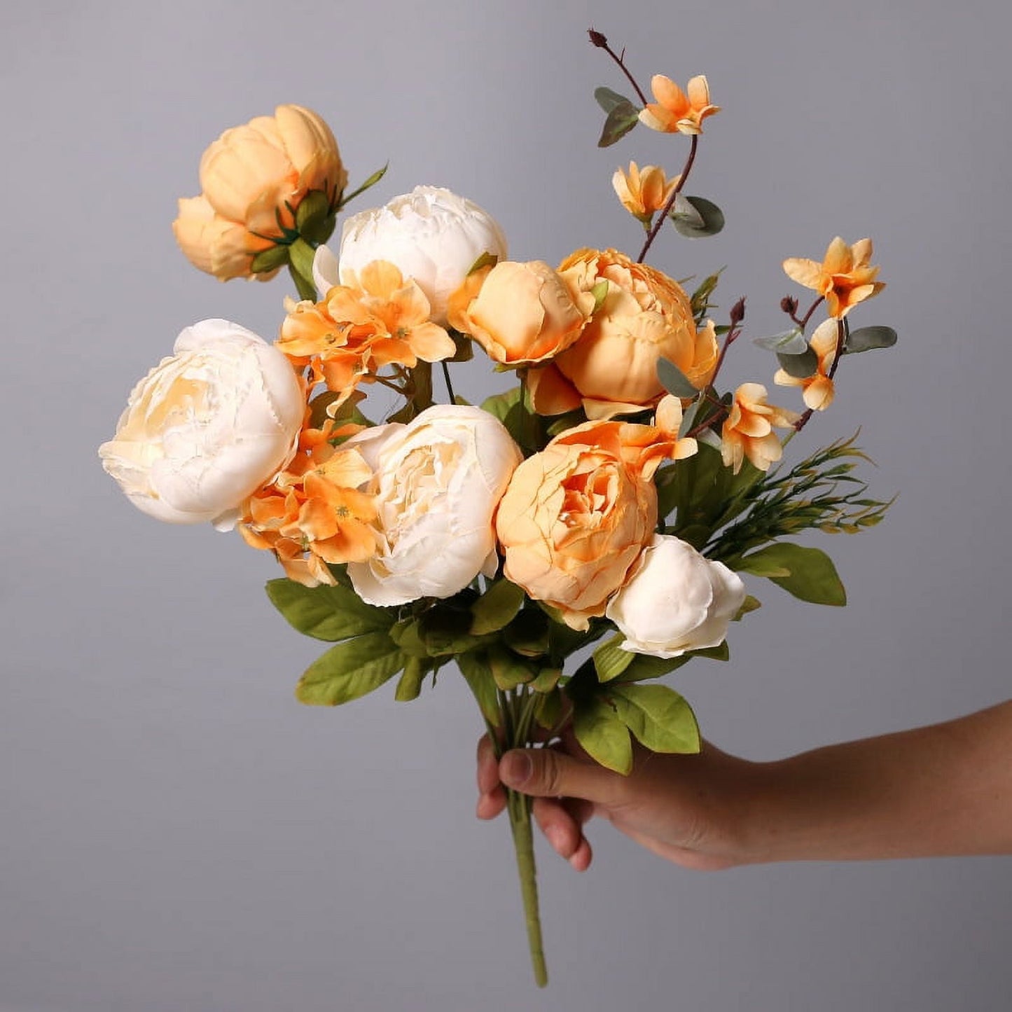 TETOU Artificial Silk Peony Flowers 1 Bouquet for Home Wedding Decoration - Dark Pink