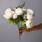 TETOU Artificial Silk Peony Flowers 1 Bouquet for Home Wedding Decoration - Dark Pink