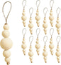 TETOU Boho Christmas Tree Ornaments,12pcs Rustic Wooden Beads Natural Modern Minimalist Xmas Decorative for Home Christmas Tree Bohemian Holiday Decor