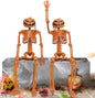 Halloween Pumpkin Skeleton Decorations with Posable Joints Skeletons for Party Haunted House Props Decorations, 2 Packs