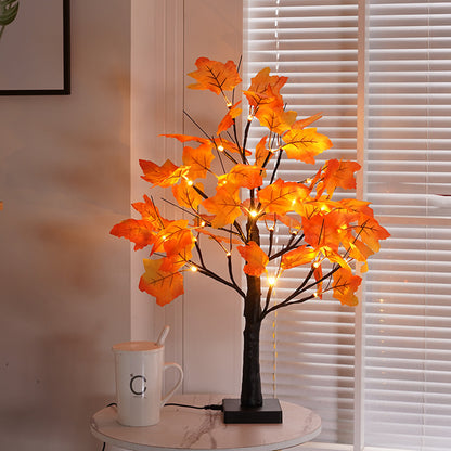 TETOU Artificial Fall Lighted Maple Tree Battery Operated 24 LED Thanksgiving Decorations Table Lights for Wedding Party Gifts Indoor Outdoor Autumn Harve'st Home Decor