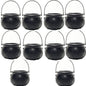 TETOU 3Pcs Mini Candy Cauldron Kettles, Plastic Hallowe'en Candy Bucket Witch's Cauldron Trick or Treat for St. Patrick's Day Hallowe'en Decoration and Kid Birthday Party Favors - Flame, Black, 1L+2S