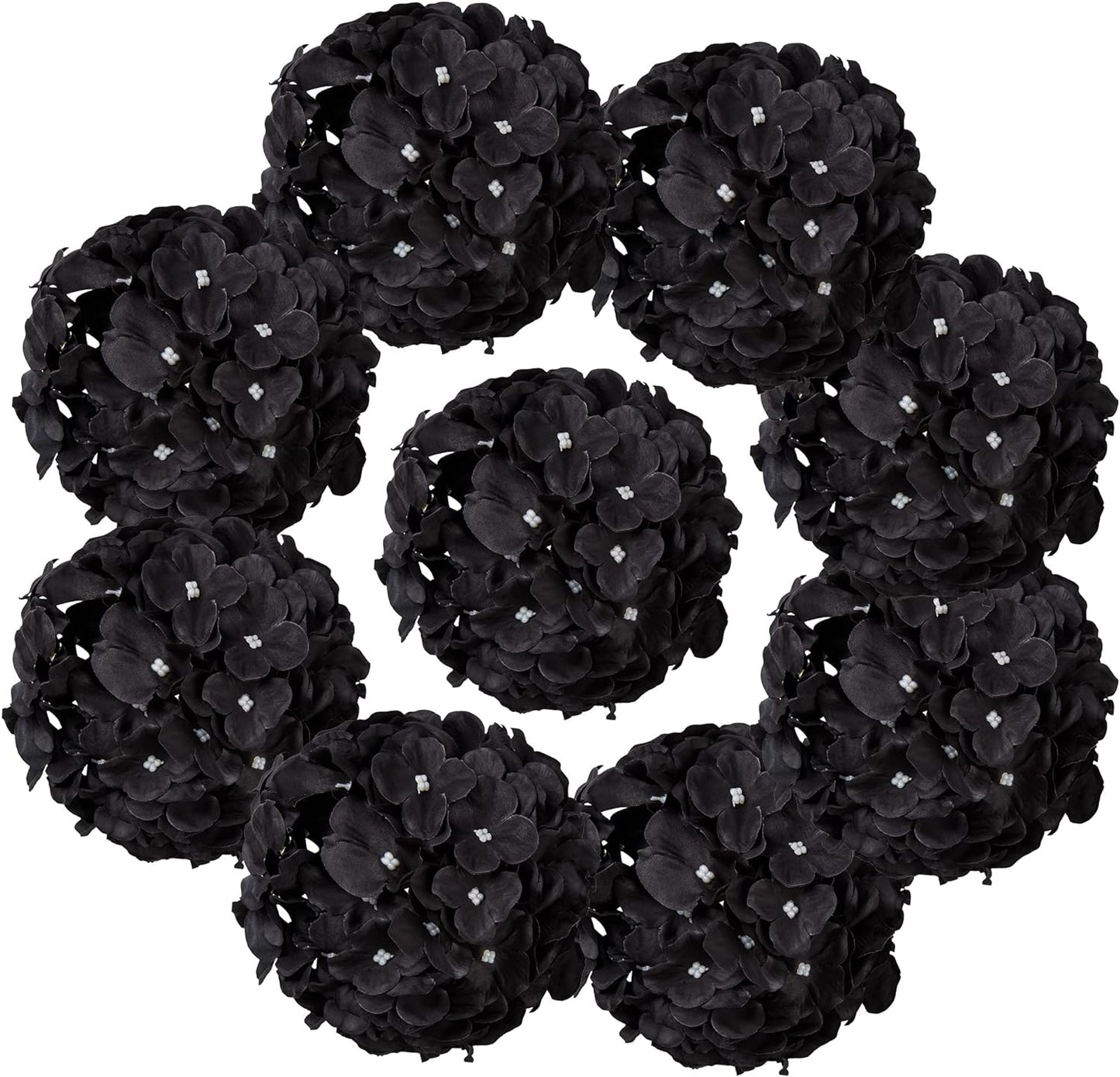 TETOU 10Pcs Silk Hydrangea Heads, Artificial Flowers Heads Fake Flower with Stems for Home Wedding Family Party Decoration - White