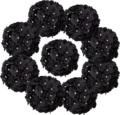 TETOU 10Pcs Silk Hydrangea Heads, Artificial Flowers Heads Fake Flower with Stems for Home Wedding Family Party Decoration - Baby Pink