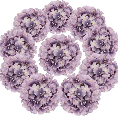TETOU 10Pcs Silk Hydrangea Heads, Artificial Flowers Heads Fake Flower with Stems for Home Wedding Family Party Decoration - Baby Pink