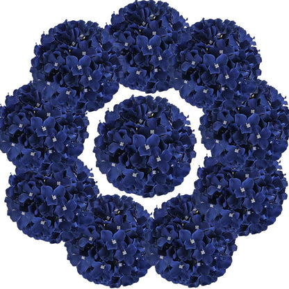 TETOU 10Pcs Silk Hydrangea Heads, Artificial Flowers Heads Fake Flower with Stems for Home Wedding Family Party Decoration - White