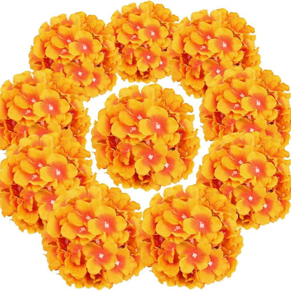 TETOU 10Pcs Silk Hydrangea Heads, Artificial Flowers Heads Fake Flower with Stems for Home Wedding Family Party Decoration - Dream Purple