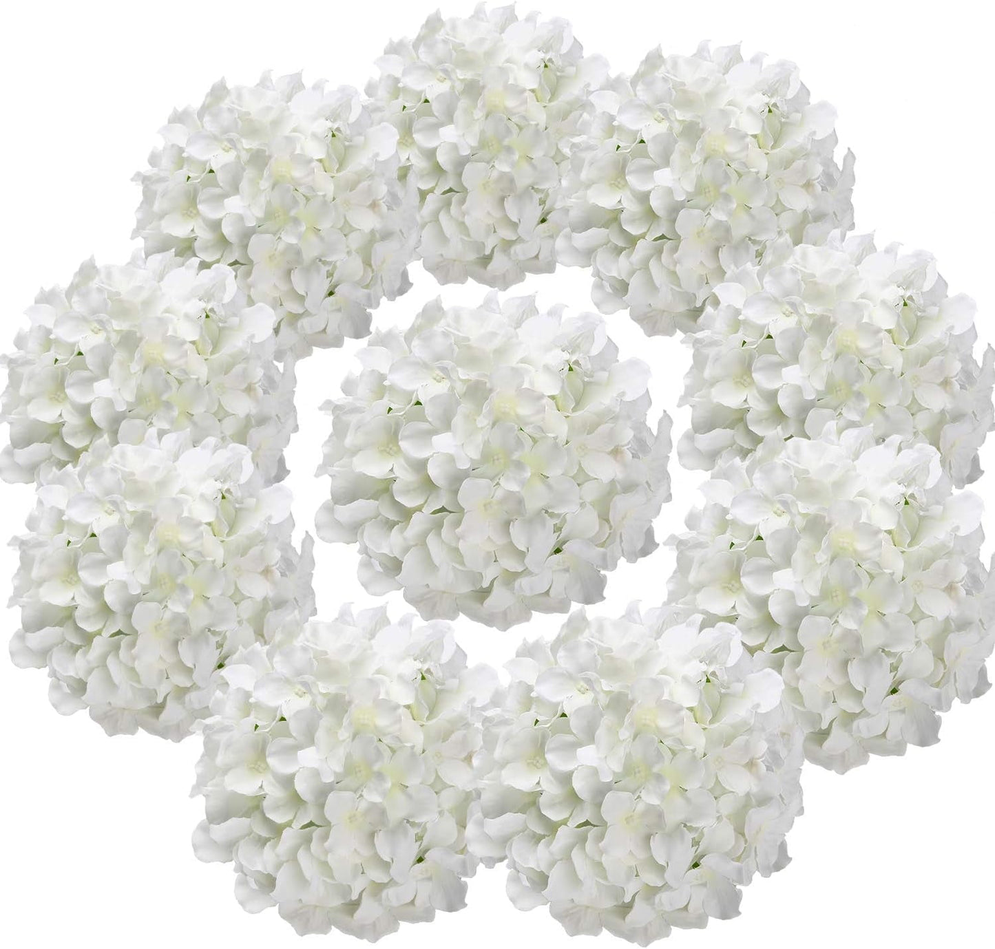 TETOU 10Pcs Silk Hydrangea Heads, Artificial Flowers Heads Fake Flower with Stems for Home Wedding Family Party Decoration - Baby Pink