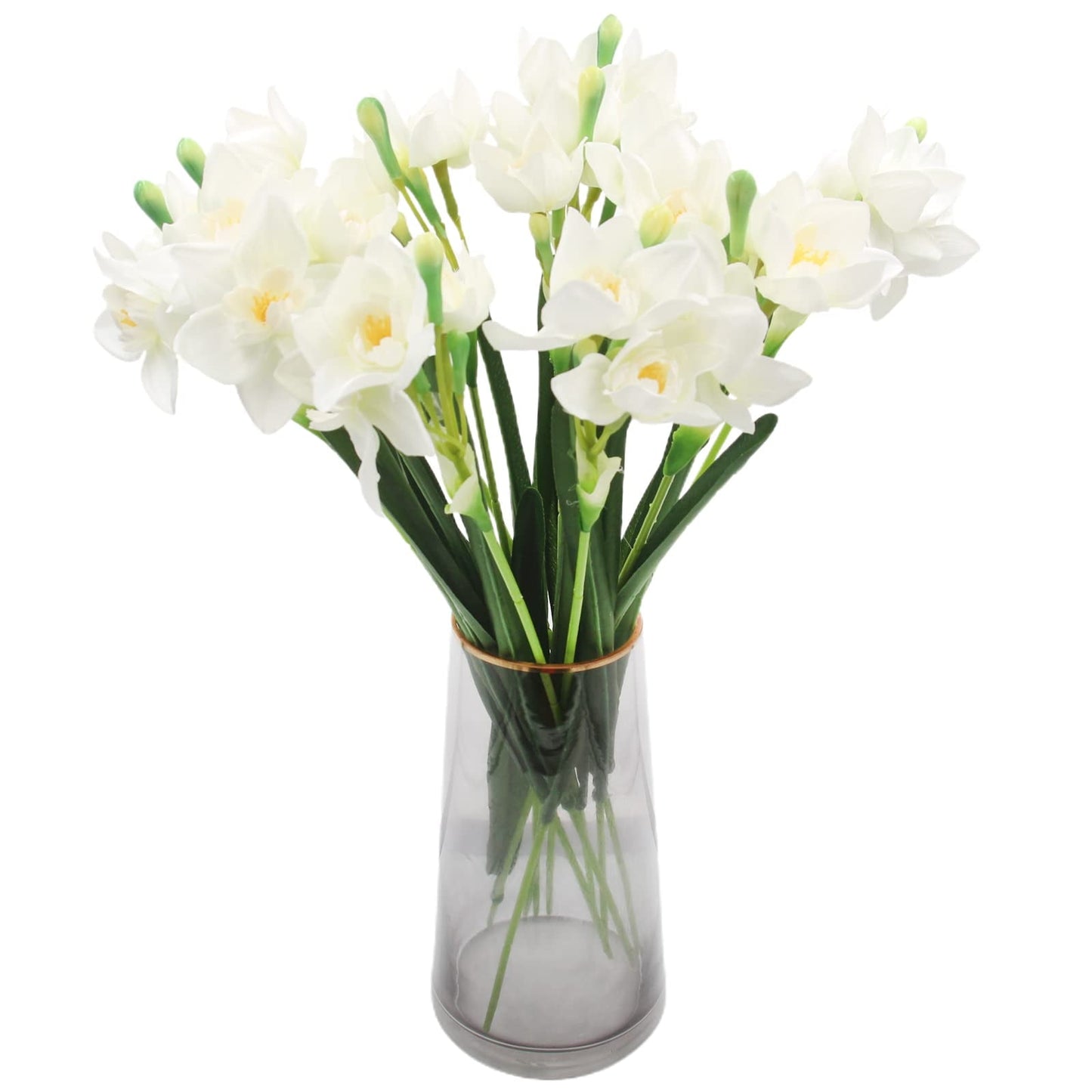 TETOU 10pcs Artificial Daffodils Flowers Real Branches for Vase Arrangement Store Home Wedding Decor - Yellow