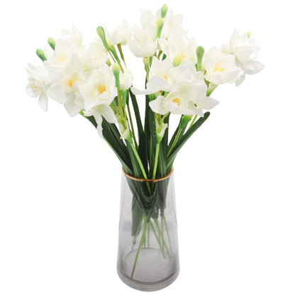 TETOU 10pcs Artificial Daffodils Flowers Real Branches for Vase Arrangement Store Home Wedding Decor - Yellow