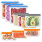TETOU 10pcs Reusable Food Storage Bags 3 Sizes Silicone Leakproof Freezer Bags for Meat Fruit Vegetable Lunch Travel Storage Bags