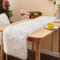 TETOU 13.8"x59.1" Faux Fur Table Runner,Modern White Dresser Table Runners for Bedroom Holiday Christmas Parties Thanksgiving Friendsgiving Weddings Birthdays