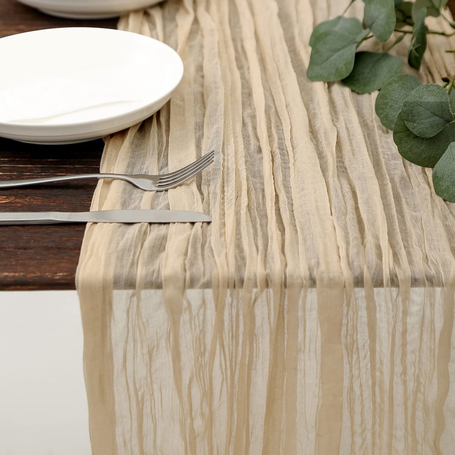 TETOU Cheesecloth Table Runner Boho Gauze Cheese Cloth Table Runner Wedding Home Table Decor