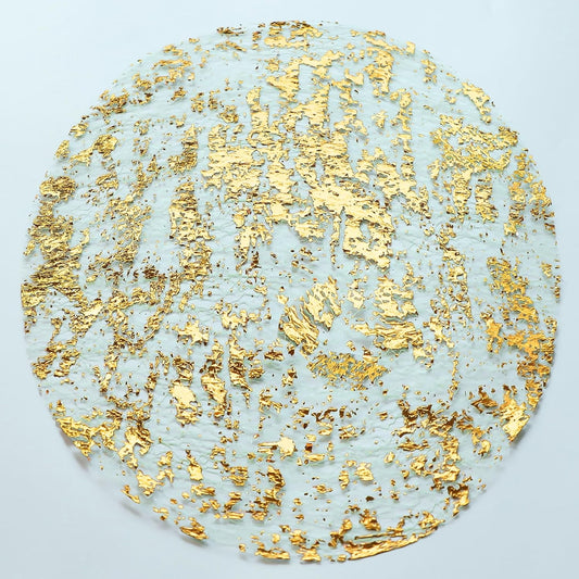 TETOU 12Pcs Disposable Gold Placemats, 13" Gold Foil Mesh Pressed Fall Table Mates Gold Doilies for Dining Table Wedding Birthday Party Holiday Home Decor