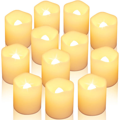 TETOU 24Pcs Flameless Votive Candles, 1.7*1.4" Flickering Electric Fake Candle, 100+Hour Battery Operated LED Tea Lights in Warm White for Wedding Table Festival Halloween Christmas Decor