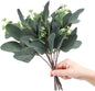 TETOU 24pcs Artificial Eucalyptus Leaves Stems with White Seeds Greenery Plants Flower Arrangement Wedding Home Decor