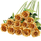 TETOU 12pcs Artificial Rose Flower Silk Fake Roses Real Touch for Party Wedding Centerpiece Bouquet Decor - Wine Red
