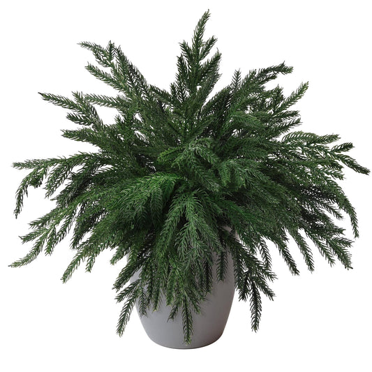 TETOU 12pcs Christmas Norfolk Pine Branches 18" Artificial Norfolk Pine Stem DIY Wreaths Home Decor