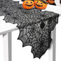 TETOU 13 x 72Inch Halloween Table Runner,Black Lace Spider Web Gothic Table Runners for Halloween Party Dinner Table Decoration