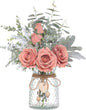 TETOU 14.5*11" Fake Flowers with Vase, Artificial Silk Roses in Vase, Fake Plant Eucalyptus Flower for Home Office Farmhouse Bathroom Dining Table Centerpiece Coffee Table Decor - White
