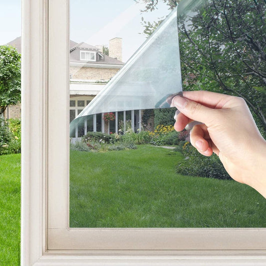 TETOU 17.5 x 78.7 Inch Sun Blocking Window Film Heat Reflective One Way Mirror Film Indoor Window Room Privacy Film Silver