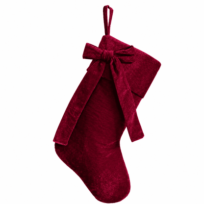 TETOU 18.9" Velvet Christmas Stockings, Extra Thick Large Bow Velvet Christmas Stockings for Fireplace Family Holiday Christmas Gifts Party Decorations(Burgundy)