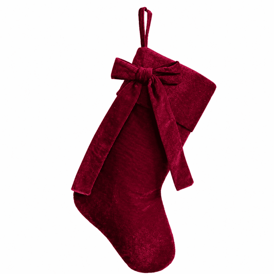 TETOU 18.9" Velvet Christmas Stockings, Extra Thick Large Bow Velvet Christmas Stockings for Fireplace Family Holiday Christmas Gifts Party Decorations(Burgundy)