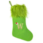 TETOU 18" Personalized Monogram Christmas Stockings, Green Elf Hanging Cozy Faux Fur Soft Christmas Stocking Treat Bag Candy Pouch Holder for Fireplace Gift Present Xmas Tree Decoration - M