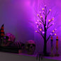 TETOU 2pcs-24inch Halloween Lighted Birches Tree,Total 24 LED Battery Operated Artificial Black Spooky Tree with Timer Hallowe'en Decoration for Fall Home,Bedroom,Office,Wedding,Indoor Party