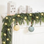 TETOU Christmas Cedar Garland with Lights,Artificial Realistic Cedar Pine Needles Greenery Garland for Christmas Holiday Winter Wall Mantle Fireplace Table  Indoor Decor
