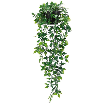 TETOU 1pcs Artificial Hanging Plants Small Outdoor Fake Potted Plants for Indoor Wall Decor (with basket)
