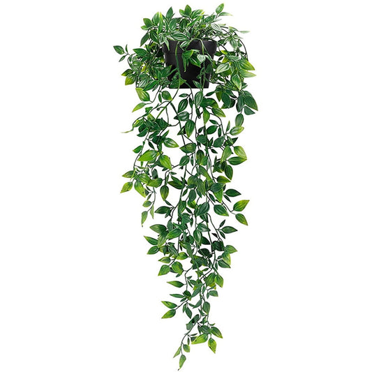 TETOU 1pcs Artificial Hanging Plants Small Outdoor Fake Potted Plants for Indoor Wall Decor (with basket)