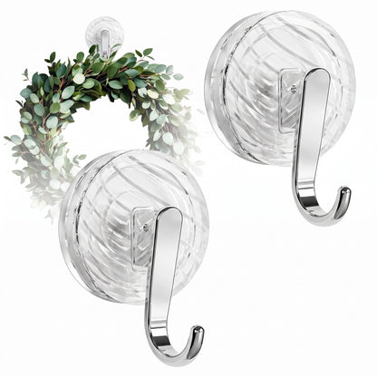 TETOU 2 Pcs Wreath Hangers for Front Door, No Punch Suction Cup Door Wreath Hangers Hook for Indoor Outdoor Spring Summer Christmas Easter Halloween Thanksgiving Ornament