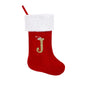 TETOU 20" Monogrammed Christmas Stockings with Letters Soft Plush Velvet Large Red Stockings New Year Family Decor M