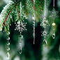 TETOU 20Pcs Christmas Decoration Crystal Ornaments, Hanging Acrylic Christmas Snowflake Icicle Drop Crystal Ornaments for Christmas Tree Winter New Year Party Decoration