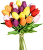 TETOU 15Pcs PU Fake Tulips Artificial Flowers, 13" Silk Flower Assorted Colors for Mother's Day Easter Valentine’s Day Gifts Home Kitchen Wedding Decoration - Multicolor