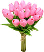 TETOU 15Pcs PU Fake Tulips Artificial Flowers, 13" Silk Flower Assorted Colors for Mother's Day Easter Valentine’s Day Gifts Home Kitchen Wedding Decoration - Multicolor