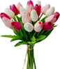 TETOU 15Pcs PU Fake Tulips Artificial Flowers, 13" Silk Flower Assorted Colors for Mother's Day Easter Valentine’s Day Gifts Home Kitchen Wedding Decoration - Multicolor