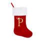 TETOU 20" Monogrammed Christmas Stockings with Letters Soft Plush Velvet Large Red Stockings New Year Family Decor M