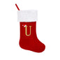 TETOU 20" Monogrammed Christmas Stockings with Letters Soft Plush Velvet Large Red Stockings New Year Family Decor M
