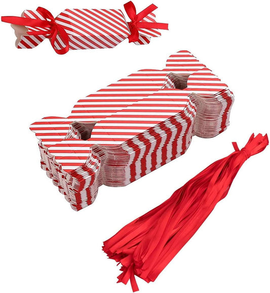 TETOU 20pcs Christmas Candy Box Red White Empty Small Chocolate Boxes for Wedding Xmas Guest Gift Wrap Bag Decor