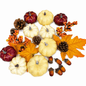 TETOU 23pcs Fall Pumpkin Decor Set, Mini Artificial Pumpkins Maple Pinecones Decor for Thanksgiving Halloween Autumn Fall Harvest Farmhouse Decorations