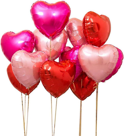 TETOU 25pcs Heart Shape Balloon Foil Mylar Balloons Red 18" Valentine's Day Birthday Wedding Balloon Decor
