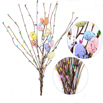 TETOU 26 Pcs Artificial Easter Spray Vine,Pastel Easter Eggs and Berries Twig Branches Decorative Spring Floral Stems for Spring Easter Party Home Floral Arrangement-Centerpiece Wreath Decoration