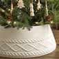 TETOU 28In Knitted Christmas Tree Collar,Cream Farmhouse Rustic Crossed Diamond Edge Christmas Tree Collars Tree Skirt for Christmas Tree Home Holiday Party Decoration