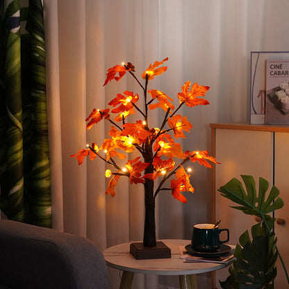TETOU 2Pack Lighted Fall Maple Tree, USB & Battery Operated Artificial Fall Light up Trees with 48LED & timer, Fall Decorations for Home Party Indoor Outdoor Thanksgiving Autumn Har'vest