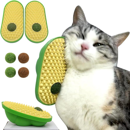 TETOU 2Pcs Catnip Toys Balls That Stick on Wall, Rotatable Cat Toy Ball, Catnip Wall Balls for Cats Lick - Yellow